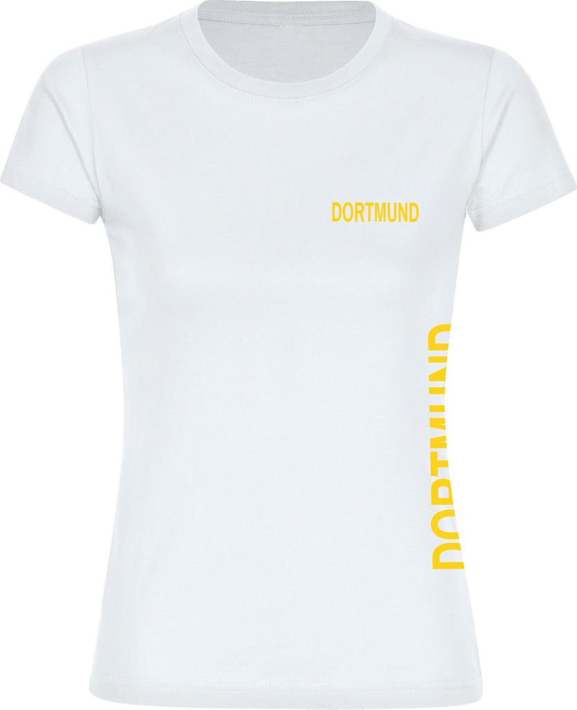 multifanshop Damen T-Shirt - Dortmund - Brust & Seite, weiß, Größe M