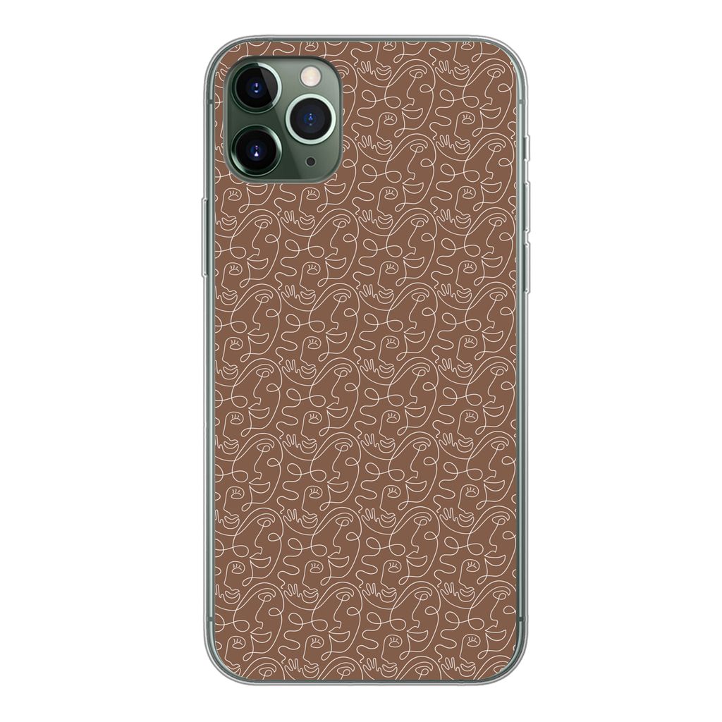 MuchoWow Handyhülle Schutzhülle Hülle für iPhone 11 Pro Max Gesicht - Muster - Abstrakt Silikon Softcase Handy Hülle - Schutz