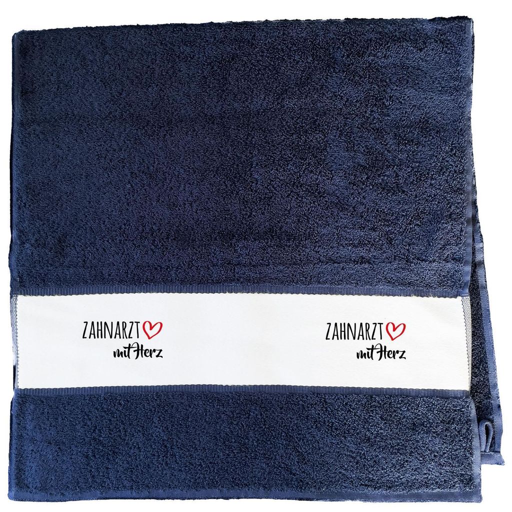 Huuraa Handtuch Zahnarzt mit Herz 50x100cm French Navy Baumwolle Handtuch Geschenkidee