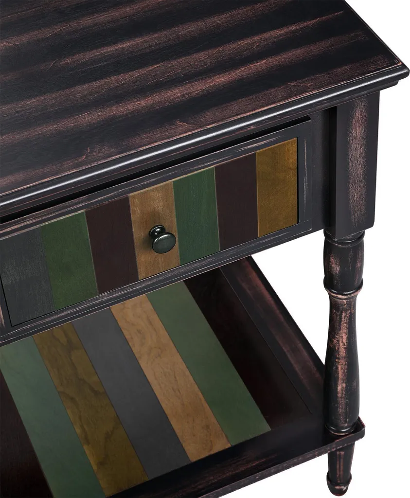 Table de chevet coloniale compacte pour optimiser le rangement du lit - 5