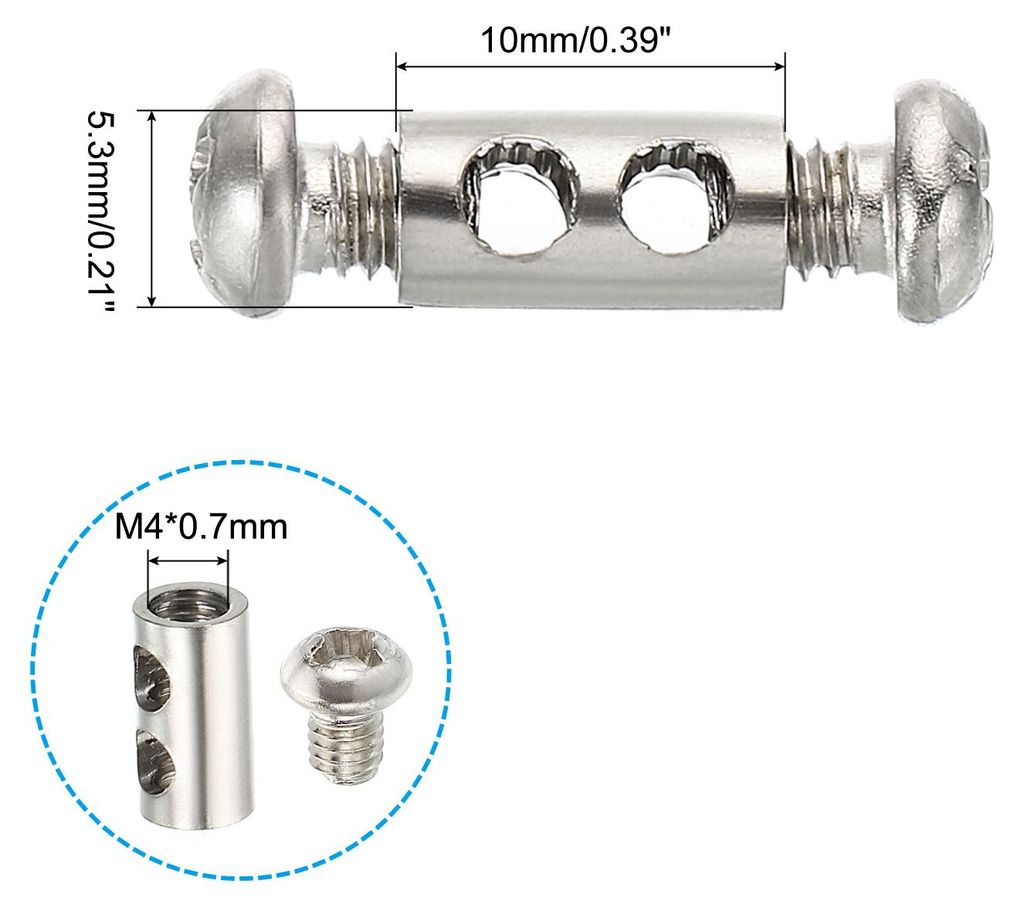30Stk. Drahtseilklemme Stahlkabel Clip 3mm Doppell?cher Drahtschloss Befestigungsklemme mit M4*0,7 Schrauben fš¹r Kabel 5,3x10mm