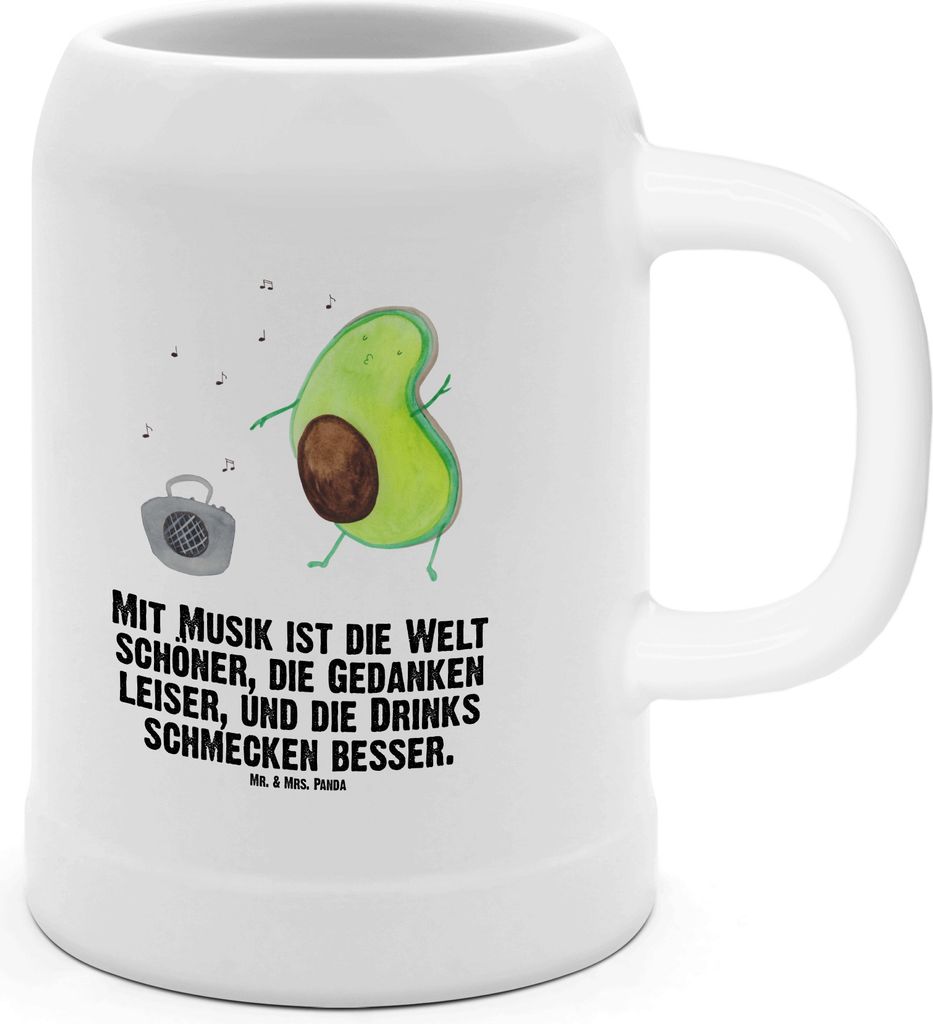Mr. & Mrs. Panda Seidel Avocado Tanzen - Weiß - Geschenk, Singen, Urlaub, Steinkrug, Musik, Krug, Tonkrug, Humpen, Drinks, Bier