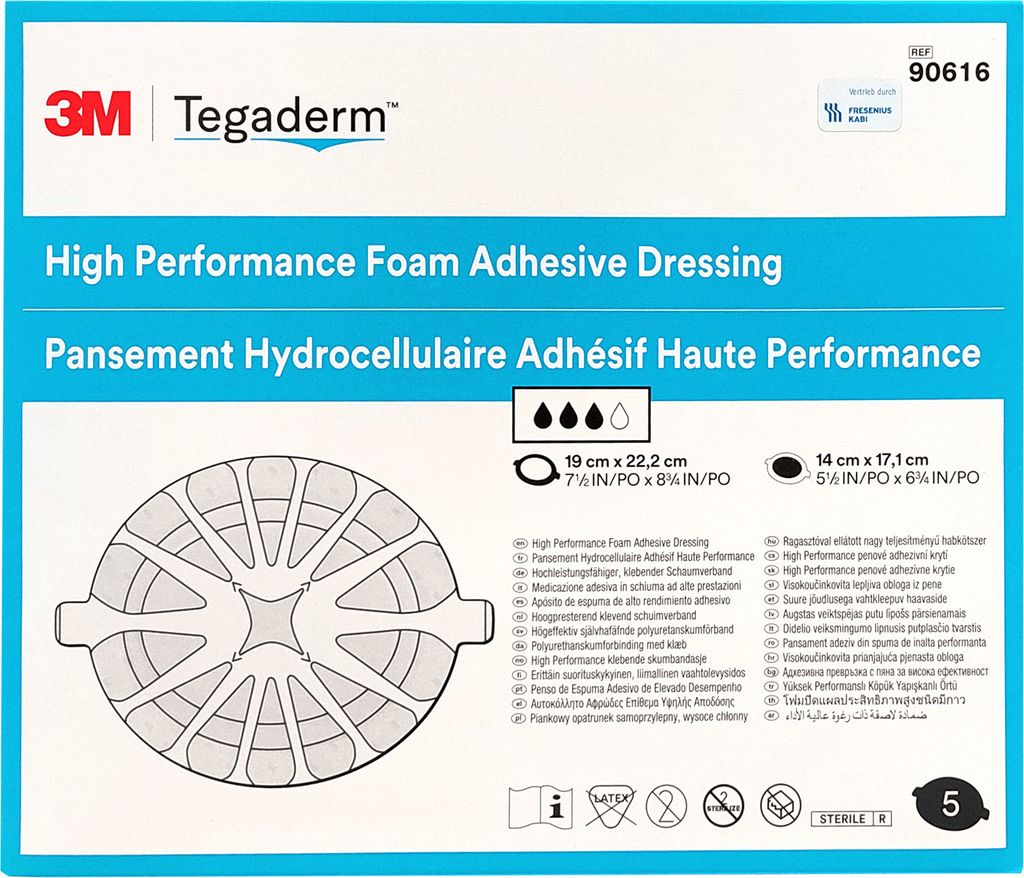 Tegaderm Foam klebend 19x22,2 cm oval 90616 5 St Produktbild 