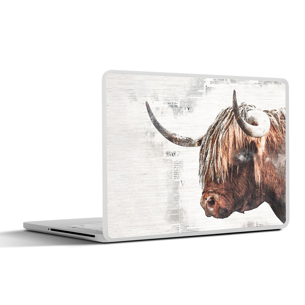 MuchoWow Laptop Aufkleber Sticker Cover Schottischer Highlander - Tiere - Bleistift 25x18 cm - Laptop-Deko