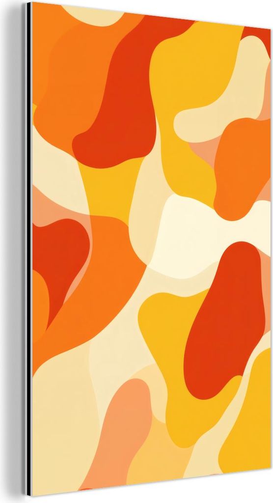 MuchoWow Wanddekoration Metall Metallbild Wandkunst 80x120 cm Abstrakt - Formen - Orange MuchoWow Aluminium Gemälde - Bilder