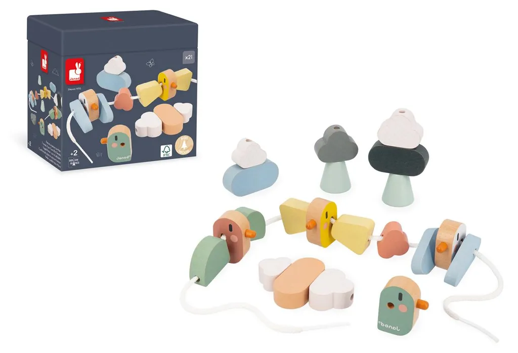 Jouet Éducatif Oiseaux en Bois Janod pour Apprendre Formes et Couleurs
