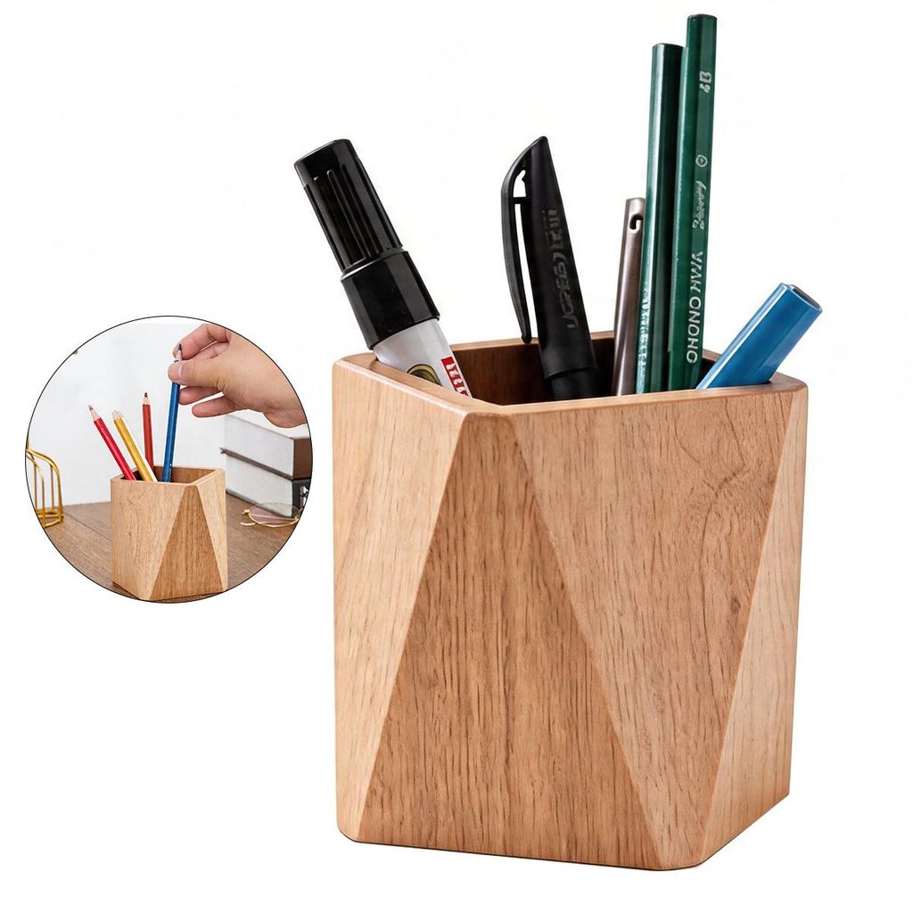 Stiftehalter Walnussholz handgemacht, Schreibtisch Organizer aus Holz, Büro & Make-up Pinsel Halter, edles Design, Geschenkidee