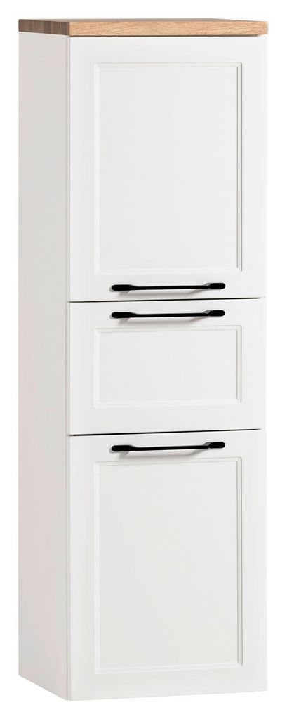 Midischrank - Weiß matt - Wotaneiche Nachbildung - B 40 cm Produktbild 