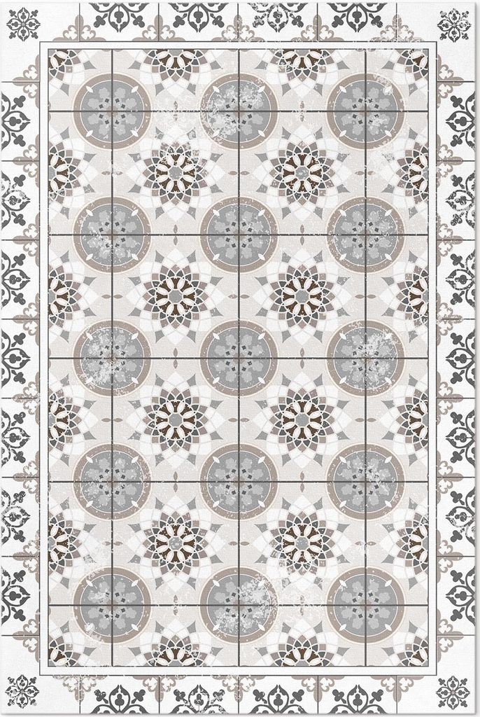 Florale Kreise ornamentales Mosaik – Vinylteppich – 100x150 cm – Indoor Teppich – Flur – Pflegeleicht – Modern
