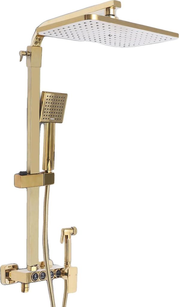 Duschsystem, Wandmontage, verstellbare Handbrause, Gold
