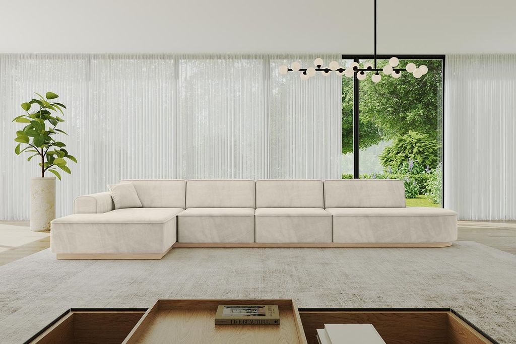 ALTDECOR Ecksofa in L-Form IREA-L3 412x165x80 cm Beige Corner Sofa Eckcouch Couch Wohnlandschaft Cauchsofa