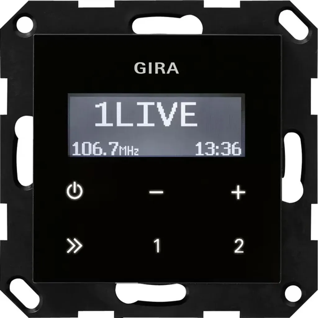 Radio Encastrable Numérique Gira 228405 avec Réveil pour la Maison Noir