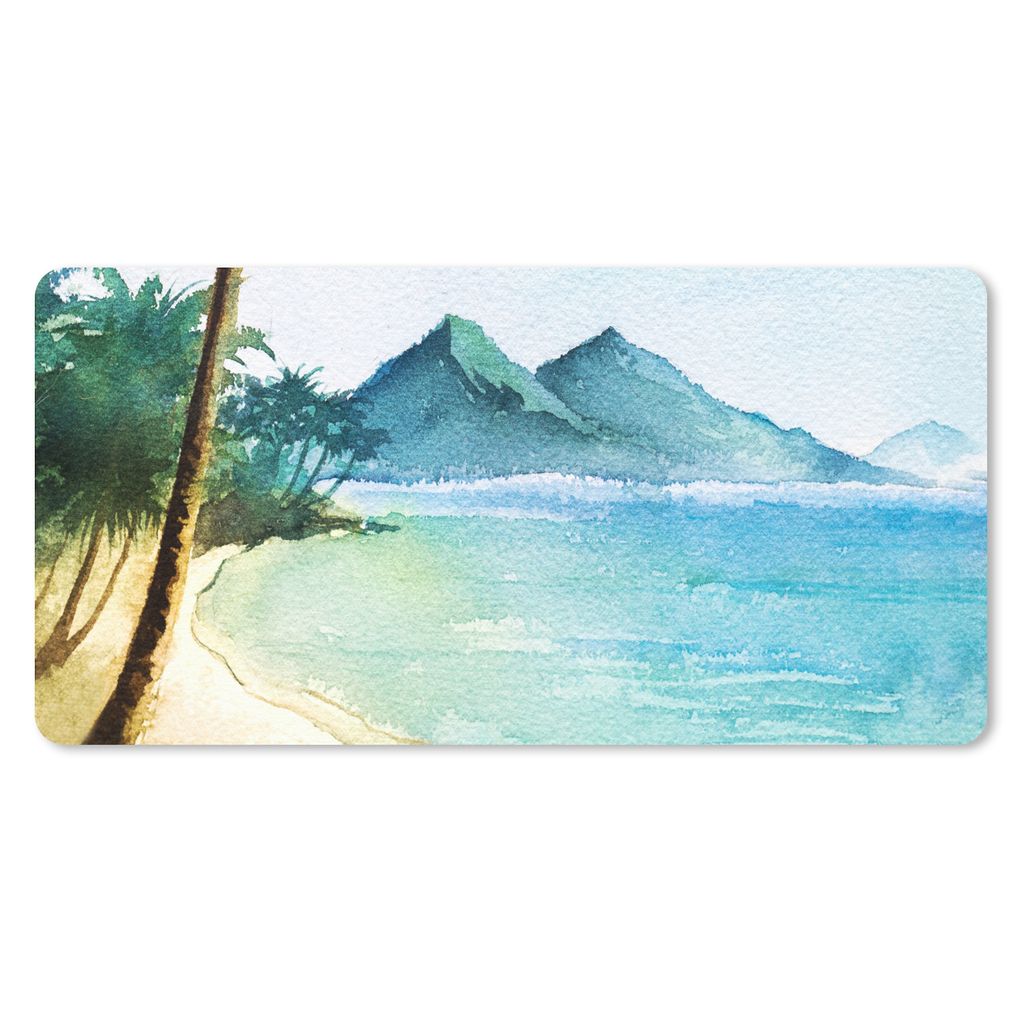 MuchoWow Mauspad Mousepad Meer - Palme - Berg 60x30 cm - Mousepads - Maus Mat - Pad - Mausunterlage - Nachhaltig
