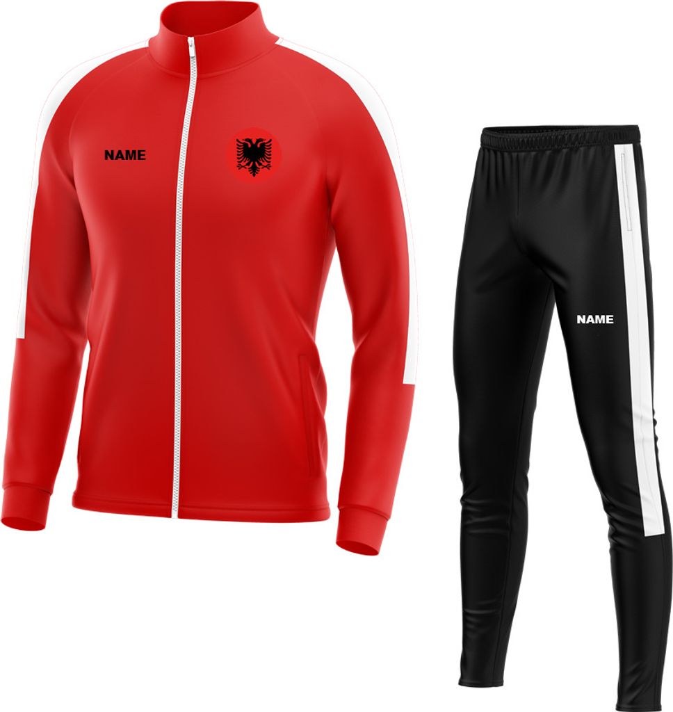 Trainingsanzug ALBANIEN Rot/Schwarz Sportanzug Jogginganzug mit Druck (Name, Nummer oder Initialen) - 3XL Größe: 3XL