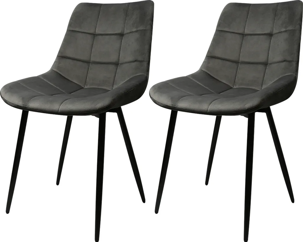 Lot de 2 chaises de salle à manger gris foncé avec pieds en métal - 120kg
