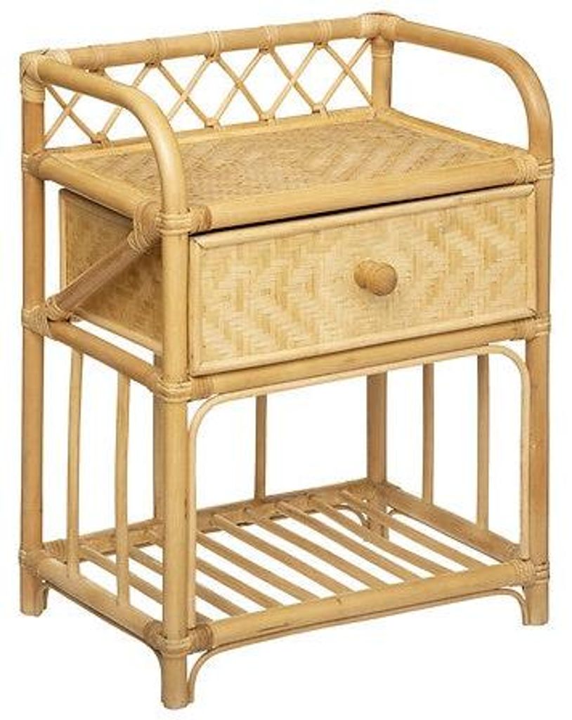 Aoni Nachttisch mit einer Schublade aus Rattan
