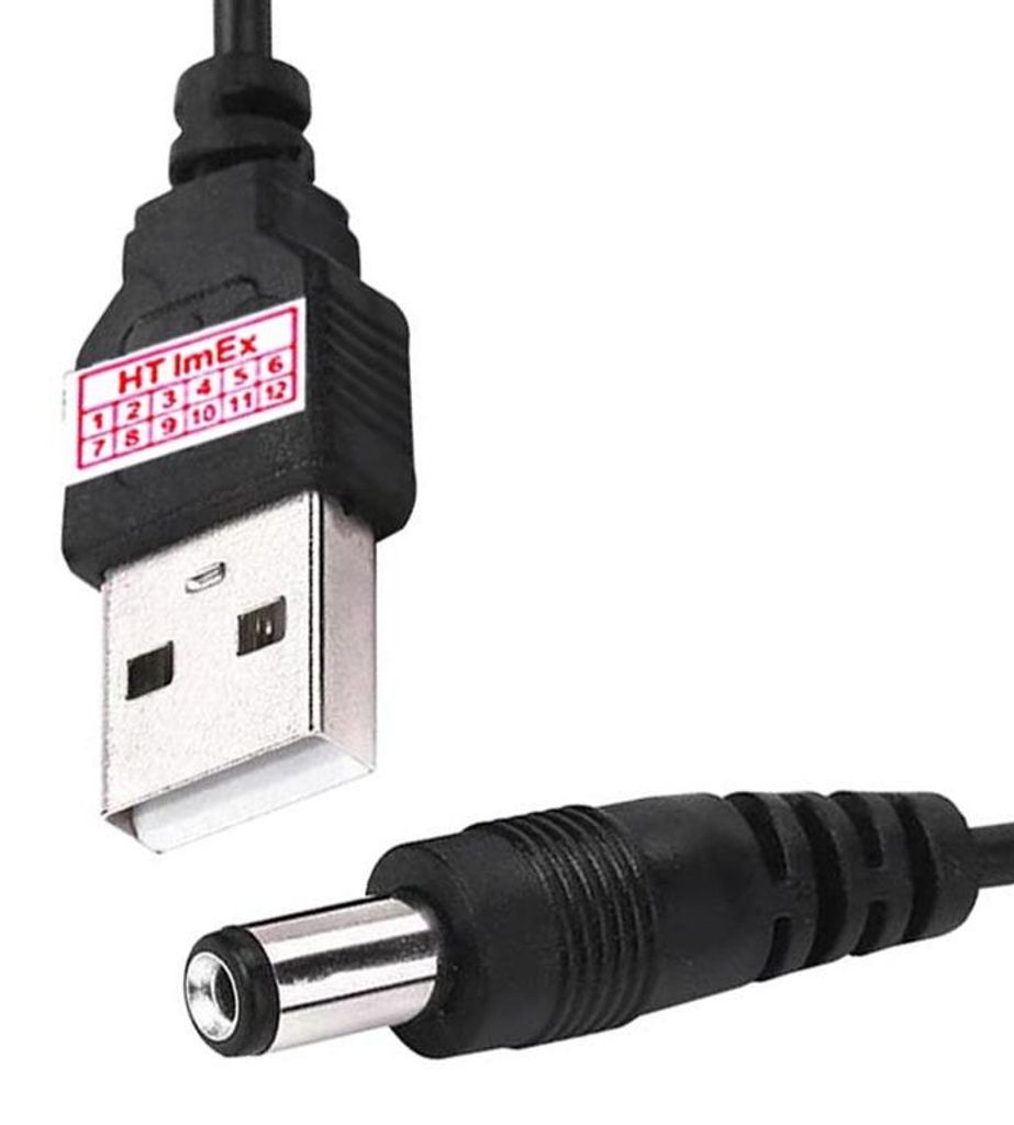 USB Stromkabel Kabel auf DC Hohlstecker Stecker 5.5 x 2.1mm, Ladekabel 80cm