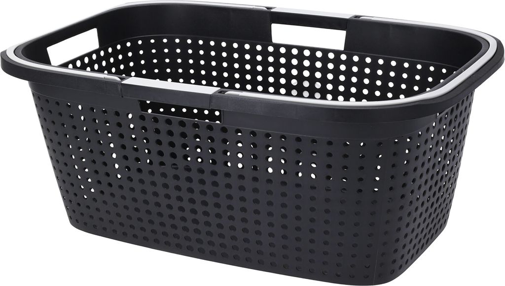 Tragbarer Wäschekorb Wäschesammler mit Henkel 90% recycelt Schwarz