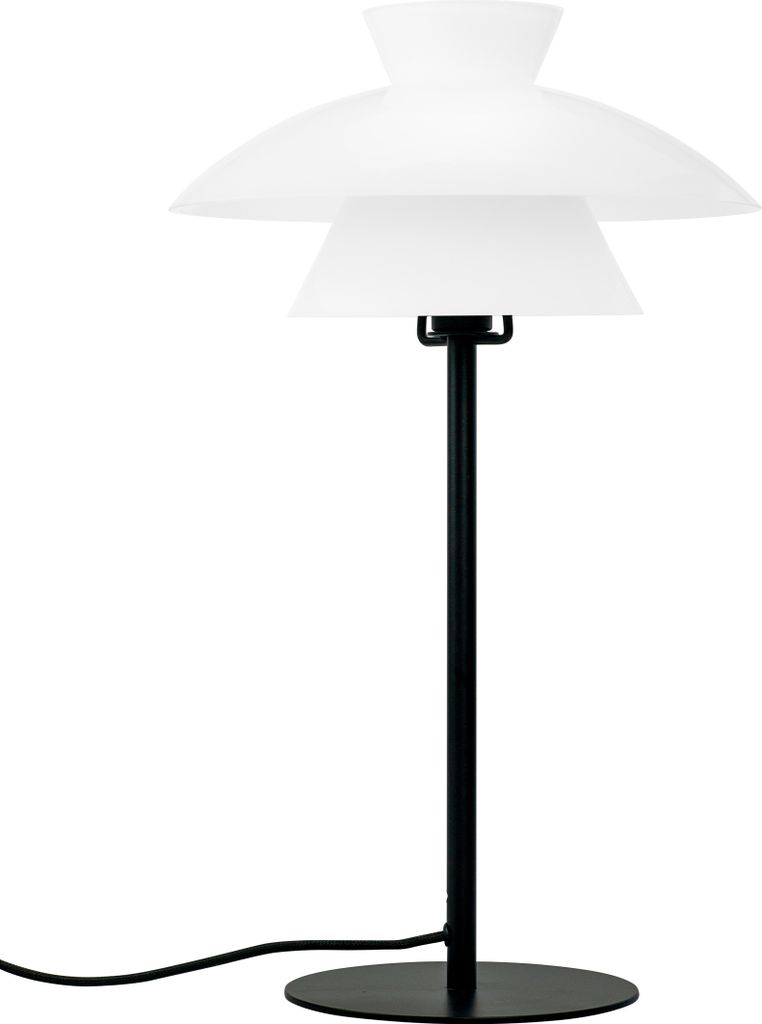 Tischlampe, Tischleuchte, Nachttischlampe, Schreibtischlampe, LED Leselampe, Valby Opal schwarz