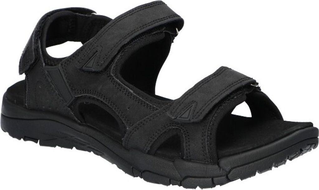 AMERICAN CLUB Rl166 Solide Damensandalen, Naturleder Innensohle, Klett Sandalen, Sportsandalen, Schwarz 38