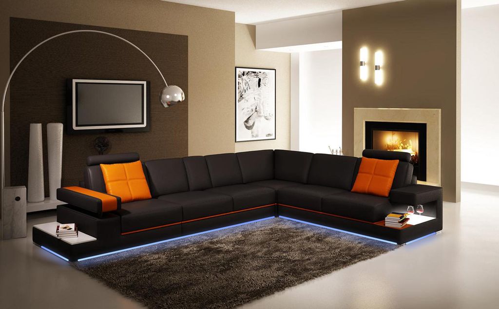 Ledersofa Couch Wohnlandschaft Ecksofa Eck Garnitur Design Modern Sofa 5041