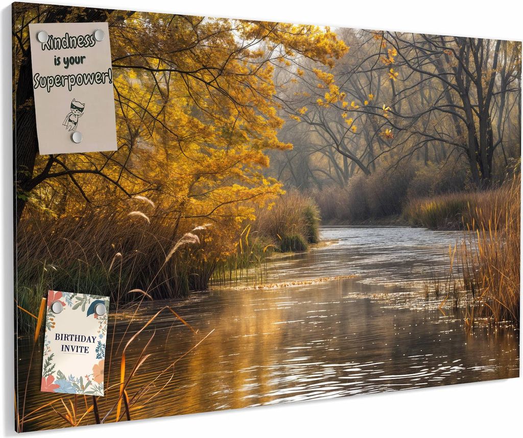 Magnettafel 90x60cm magnetisch & beschreibbar Metall-Board - Herbstliches Ufer