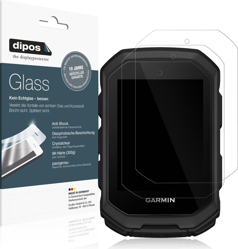 2x Schutzfolie für Garmin Edge MTB - Anti-Shock 9H Folie dipos Glass Kunststoffglas