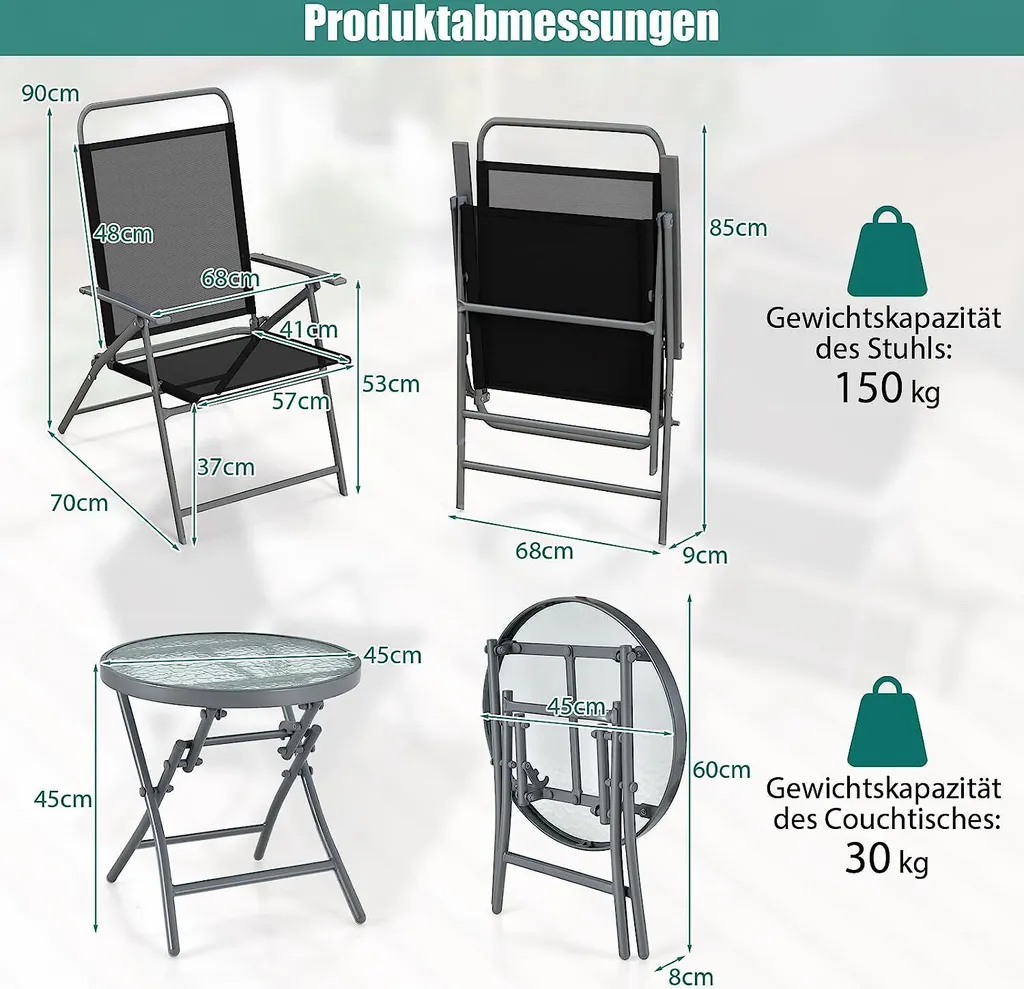 Solution Gain de Place : Ensemble de Meubles Pliables pour Petit Balcon