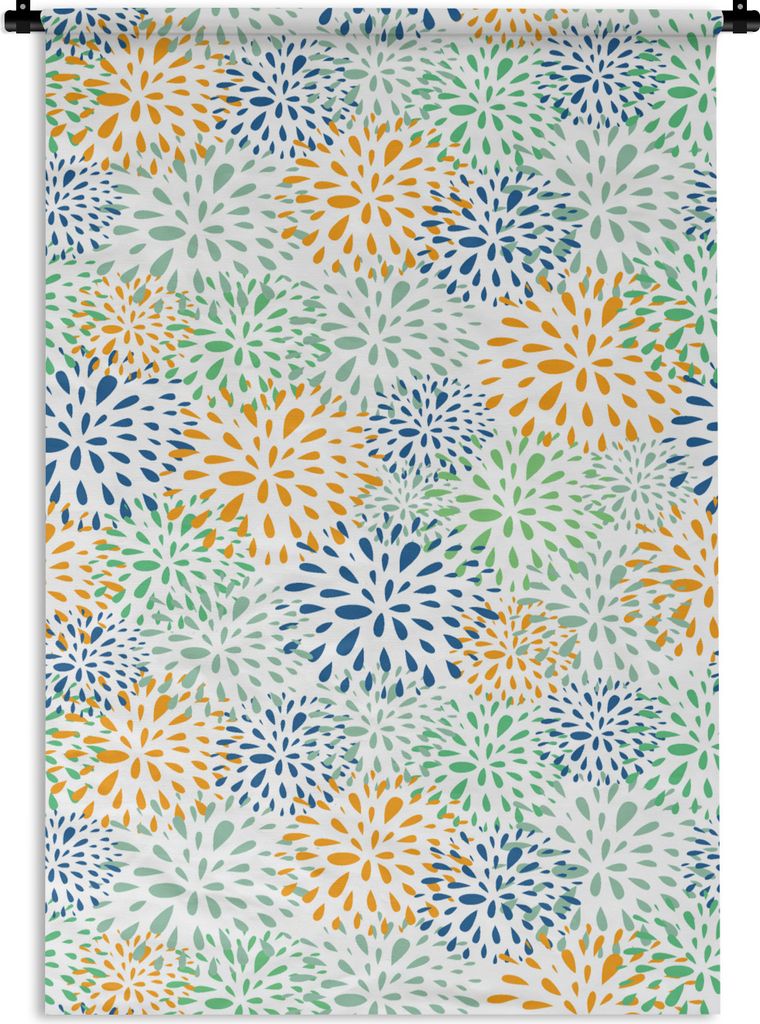 MuchoWow Wandteppich Wandbehang Feuerwerk - Blumen - Regenbogen - Muster 90x135 cm Tapisserie Dekoration Wandtuch - Baumwolle - Wandskulptur