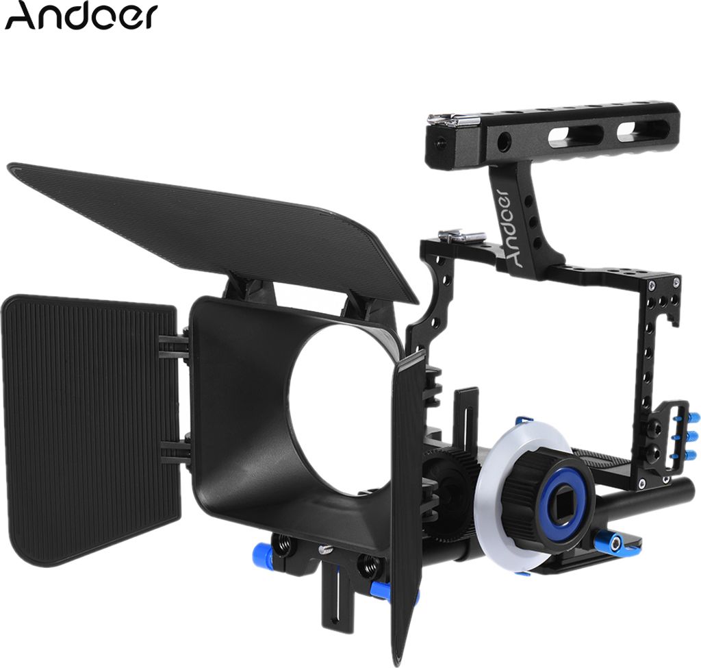 Andoer C500 Kamera-Camcorder aus Aluminiumlegierung Videokaefig-Rig-Kit Filmherstellungssystem mit 15-mm-Stangenmattbox Folgen Sie dem Fokusgriff f...