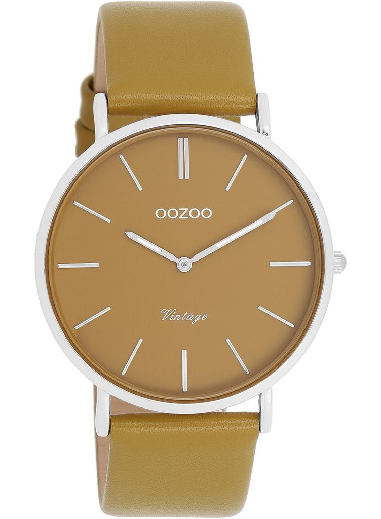 Oozoo Armbanduhr olivgrün Leder Vintage Series Damen Analog-Quarzuhr UOC20326