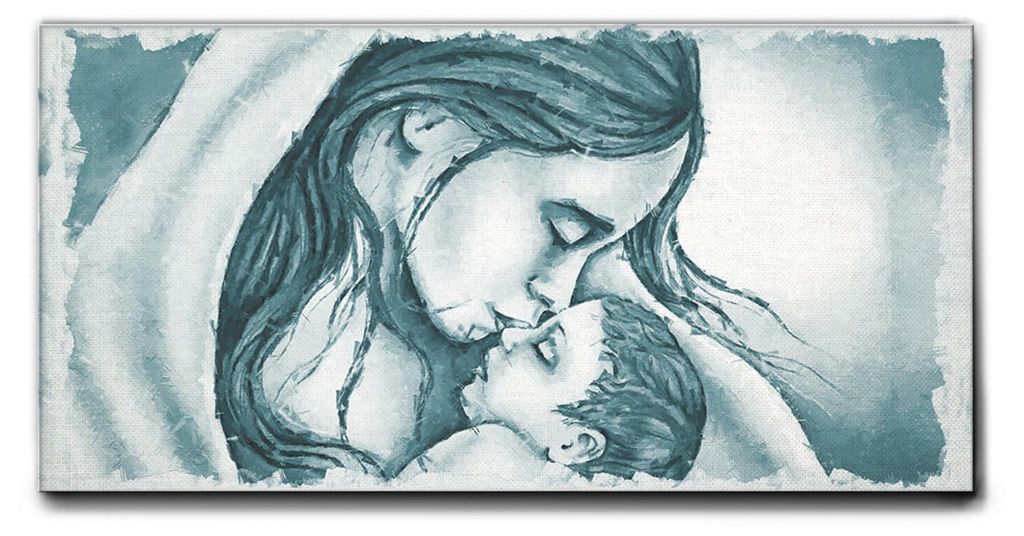 Giallobus - 20 - Kuss der Maria an Jesus - himmlisch - Giallobus - 140L x 70B cm - Bild - Premium Loom Canvas mit hoher Dicke