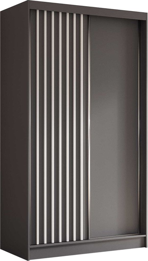 AGMAT Schwebetürenschrank Nevada, Kleiderschrank mit 2 Türen, Moderne Garderobe in Farbe: Graphit, Schrank in Größe: 120 x 216 x 61 cm