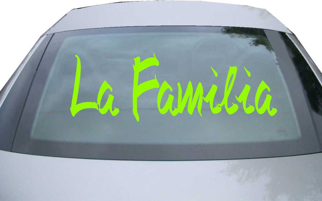 Indigos UG - Aufkleber Heckscheibe & Motorklappe DE2143 - neongrün - 600x200 mm - La Familia - Auto Scheiben Fenster Heckklappe Tuning Racing JDM ...