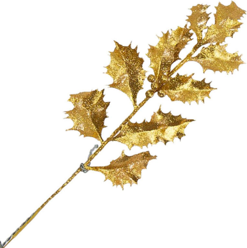 ZWEIG der Stechpalme Weihnachtsdeko - Glitzergold
