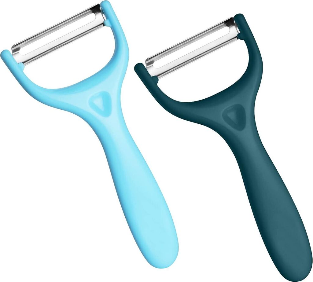 Universalschäler Set,2 Stück Schäler für Obst Gemüse, Universalschäler Edelstahl mit Drehbare Klingen,Zweischneidige Schäler-Grün + Blau