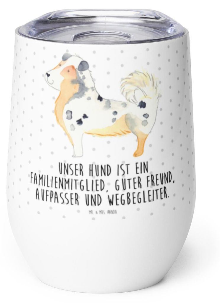 Mr. & Mrs. Panda Thermo Becher Hund Australien Shepherd - Weiß - Geschenk, Spruch, Familienhund, thermosbecher, Sprüche, kaffee tasse, Edelstahlb...