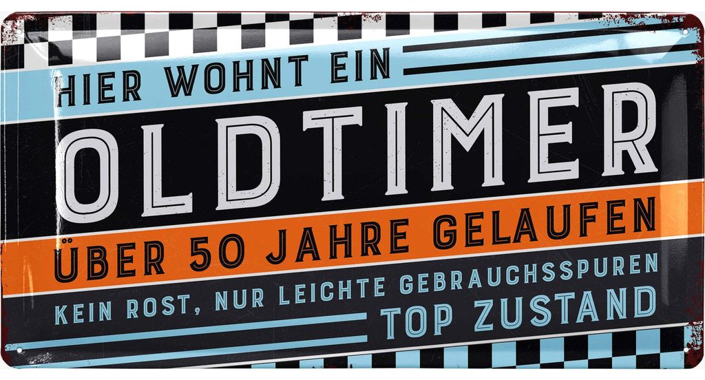 Retro Blechschild 50 Geburtstag Schild, 50 JAHRE OLDTIMER, Produktbild 