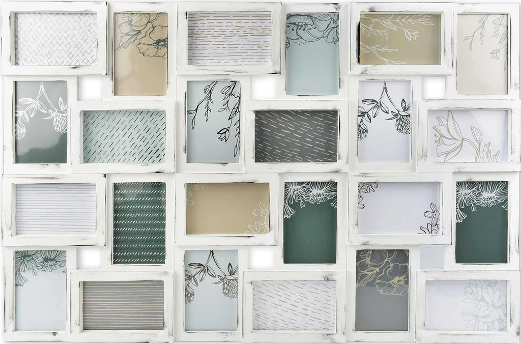 accent by nielsen Bilderrahmen Collage 24 Fotos à 10x15 cm, Weiß Antik, Außenformat: 88,5x57x2,5 cm