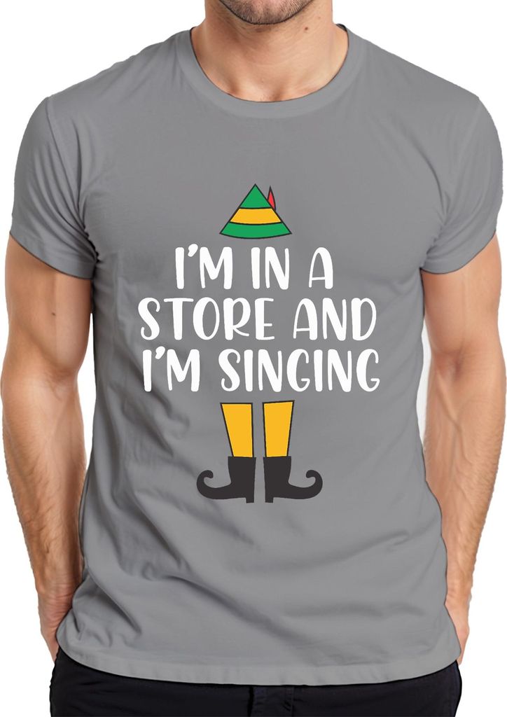 I'm in a store and I'm singing Christmas Elf Geschenk Lustig Herren T-Shirt, Grau, XXL