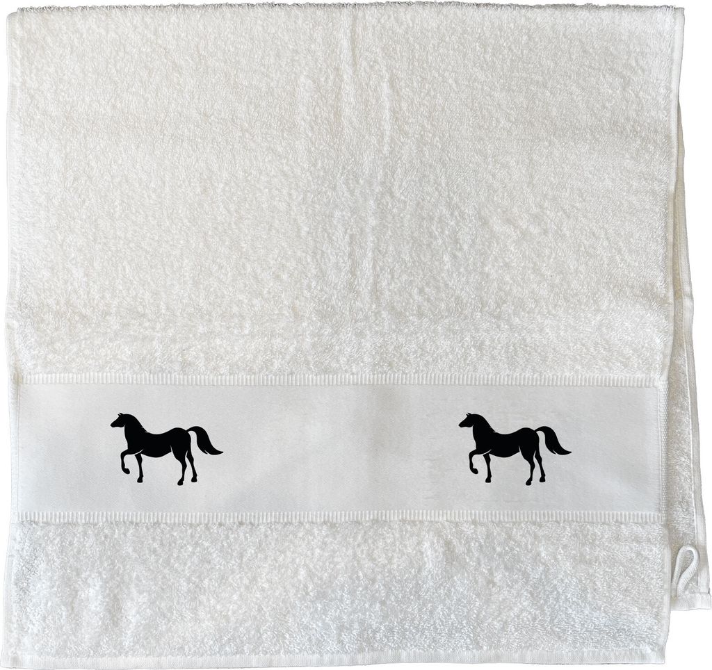 Huuraa Handtuch Pferd Silhouette 50x100cm White Baumwolle Handtuch Geschenkidee