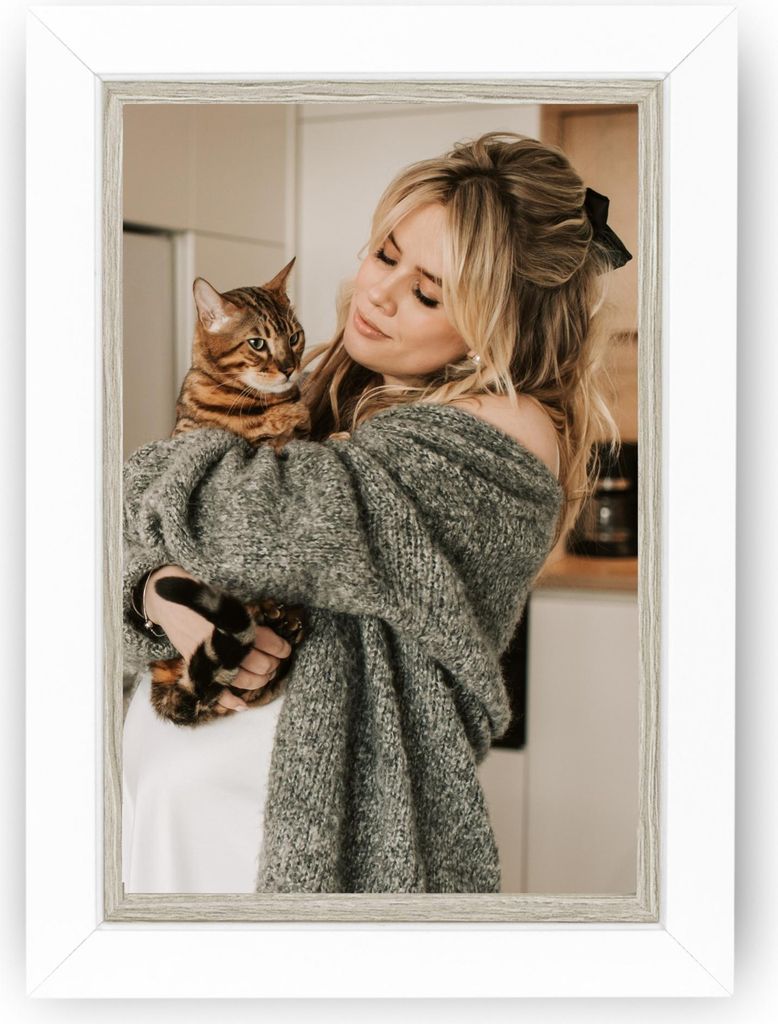 Bilderrahmen 30 x 45 cm Grau Weiß Holzrahmen mit Glas