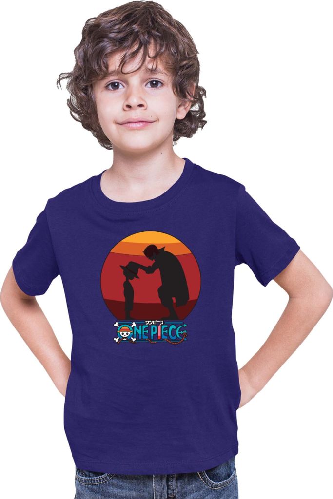 Kinder T-Shirt Japan Anime Manga One Manga Piece Anime 13 Monkey Sunshine, 9-11 Jahr - 140 / Dunkelblau