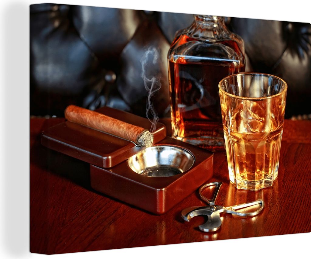 OneMillionCanvasses - Leinwandbilder - 150x100 cm, Whiskey - Flasche - Karaffe, Wandbilder Kunstdruck Wanddekoration - Foto auf Leinwand - Gemäl...
