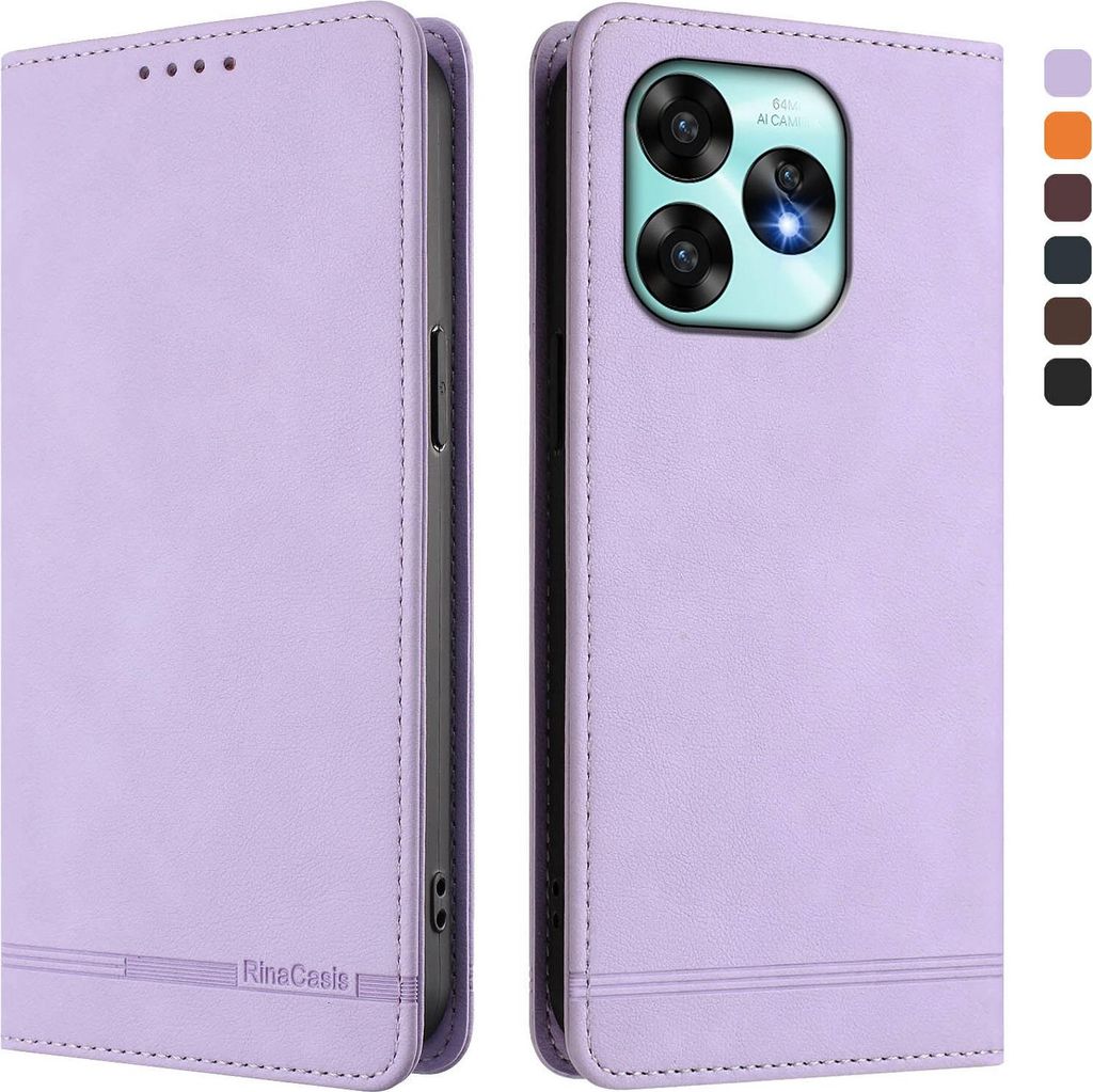 Hülle für Umidigi A15 / 15C / 15T, Retro Kunstleder Ständer Klapphülle mit Kartenfächer und Magnetische Violett