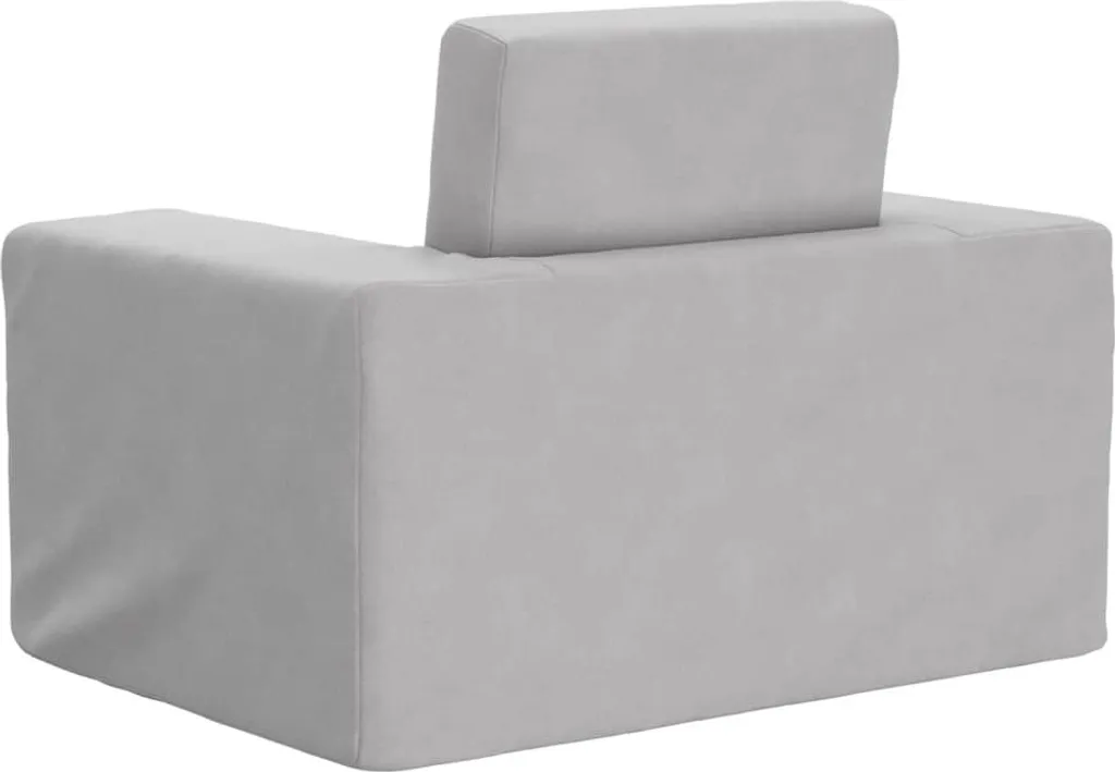 Petit canapé enfant gris clair déhoussable en peluche ultra moelleuse - 5