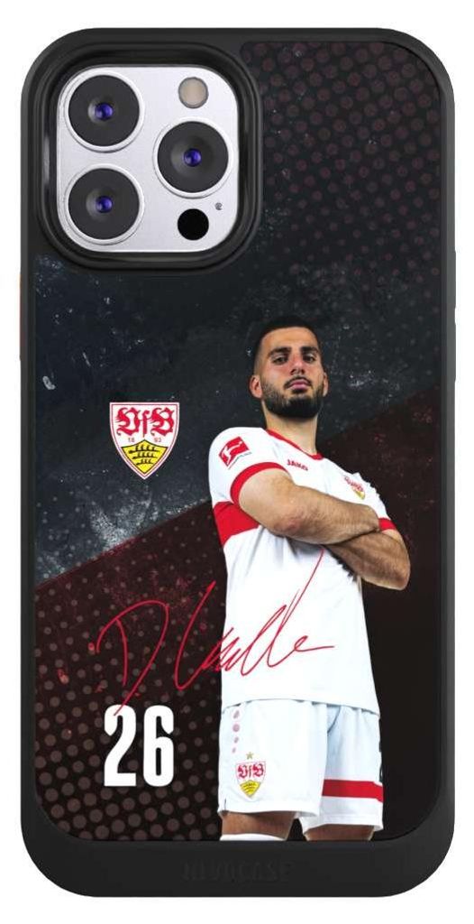 NIVOCASE Hülle für Apple iPhone 13 Pro Max Handyhülle NIVOcore Case Schwarz Offizielles Lizenzprodukt VfB Stuttgart Deniz Undav
