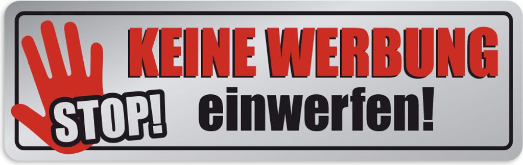 Keine Werbung - Aufkleber - einwerfen Stop 1x Chrome-Optik - für Briefkasten - Zeitungsrolle - Letterbox 68x22 mm