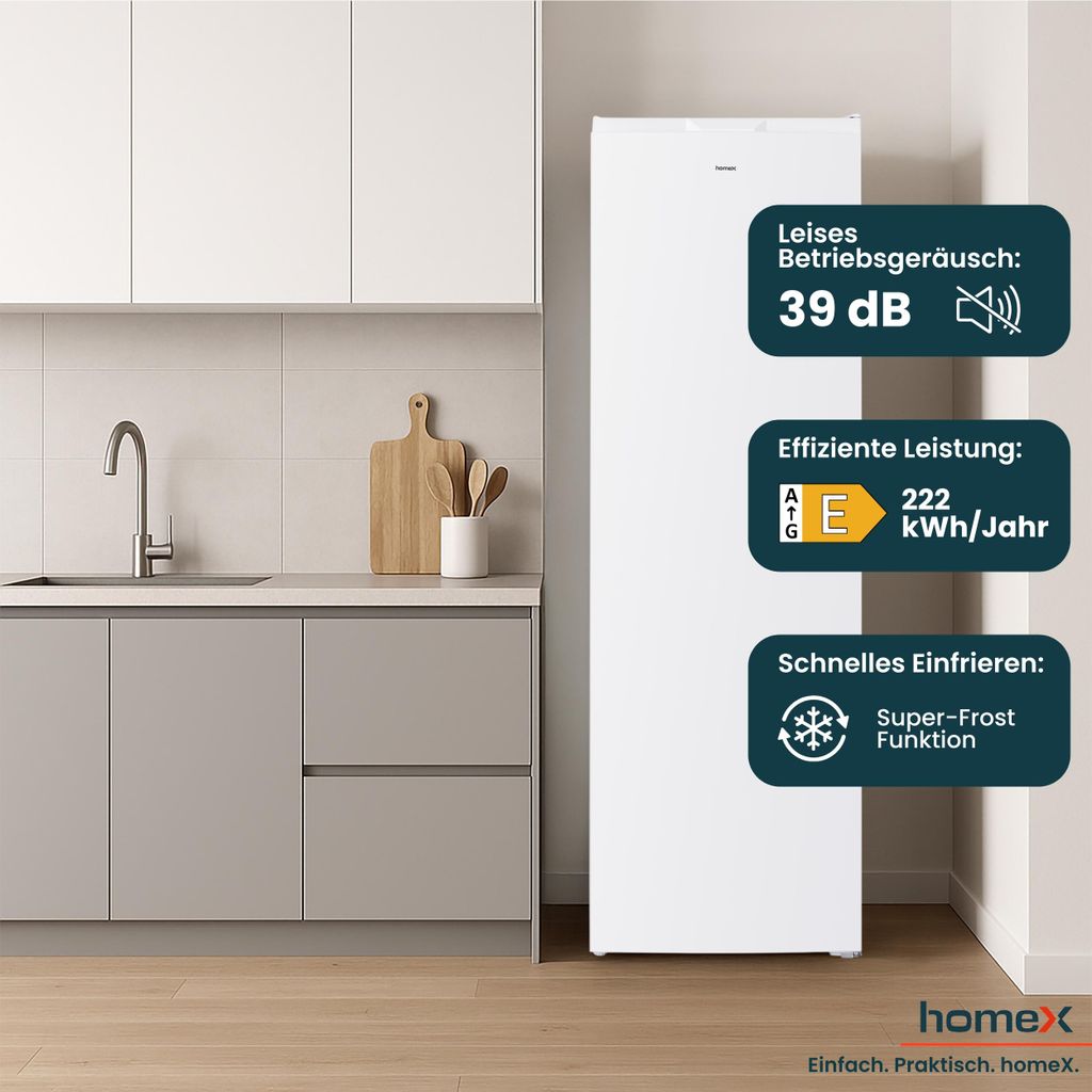 homeX Gefrierschrank No Frost, Tiefkühlschrank groß