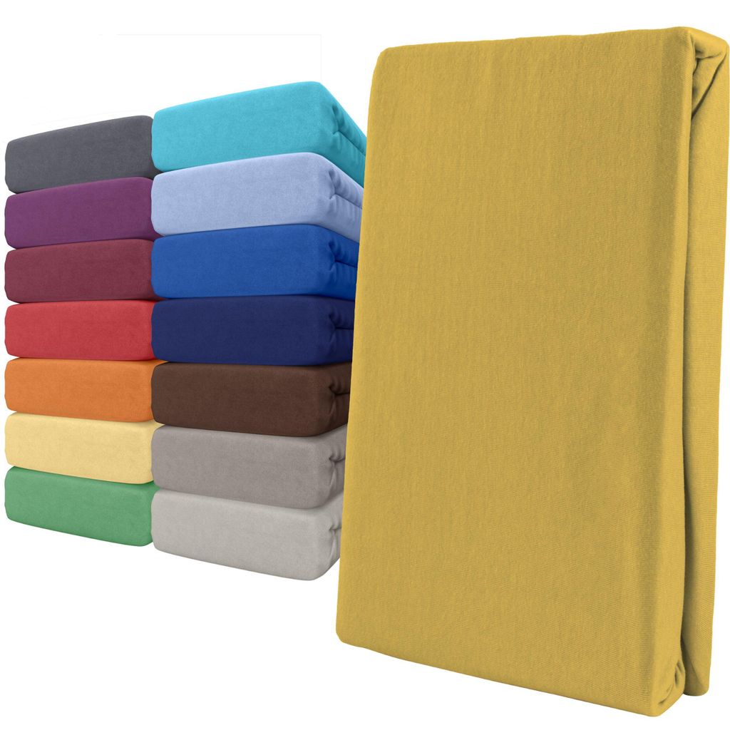 Spannbettlaken Jersey 180-200x200 Gelb 100% Baumwolle Produktbild 